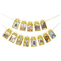 Funcart Happy Birthday Glitter Crown Photo Banner - Golden-image-78