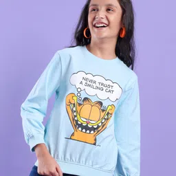 Pine Kids Cotton Knit Full Sleeves Garfeild Collection Bio Washed Crew Neck Sweatshirt - Blue-picture-46