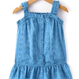Kookie Kids Sleeveless Singlet Top with Schiffli Detailing - Blue-image-69