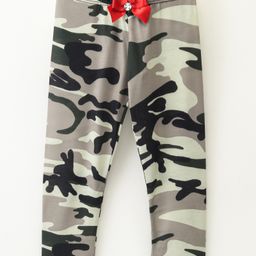 CrayonFlakes Full Length Leggings With Camouflage Print with Bow Applique - Grey-image-95