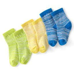 Cute Walk by Babyhug Anti-Bacterial Ankle Length Lines Designed Socks Pack of 3 - Multicolour-picture-0
