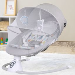 R for Rabbit Cocoon The Smart Electric Auto Swing Adjustable Rocking Chair with Music Hanging Toys Mosquito Net Bouncer Seat - Grey-picture-26