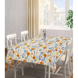 Arrabi Cream Floral Cotton Blend 6 SEATER Table Cover ARTC-1417-Cream-27