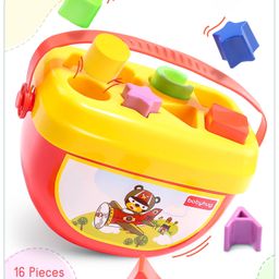 Babyhug My First Shape Sorter 16 Pieces Activity Toys - Red-14