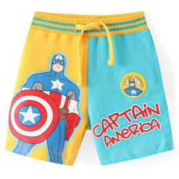 Babyhug Marvel Cotton Knit Shorts with Captain America Graphics - Multicolour-picture-22