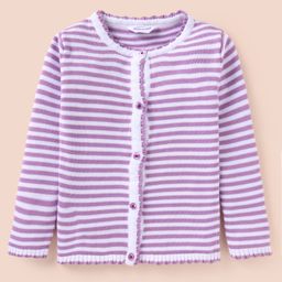 Smarty Girls Knit Full Sleeves Front Open Striped Sweater - Mauve-image-61