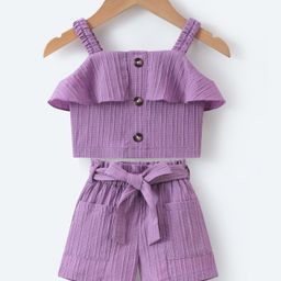 Mark & Mia Sleeveless Solid Color Top & Shorts Set - Purple-image-58