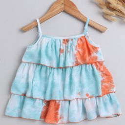 The Magic Wand Rayon Sleeveless Tie Dye Layered Top - Blue & Orange-image-45