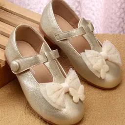 Babyoye Ballerina with Buckle Closure & Bow Applique - Golden-picture-34