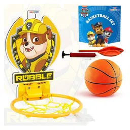 Wembley Toys Basketball Set With Deflated Ball, Hoop, Hanging Board & Pump With Paw Patrol Print - Yellow-picture-35