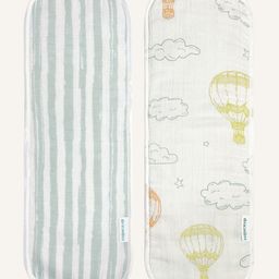 Abracadabra Muslin Burp Pad With Stripes & Hot Air Balloon Print Pack Of 2 - Light Blue & White-image-25
