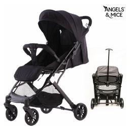 Angels & Mice Urban Glide, Trolley Pull, Self Standing, Newborn to 5 Years, 5pt. Safety Harness, Steel Frame, ABS Wheel 360° Swivel, Fits Airplane overhead bin-Black-image-90