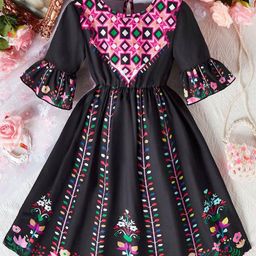 Billion Girls Floral Printed Bell Sleeves Fit & Flare Maxi Dress-94