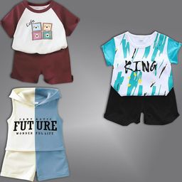 BAESD Unisex Kids Printed T-shirt with Shorts-46