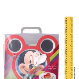 Servewell Rectangular 3 Partition Plate with Spoon and Fork Mickey Mouse Shape - Red image 3