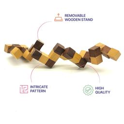 thepuzzl.co The Puzzl Co - Wooden Puzzle | 3X3X3 Snake Cube Puzzle for Kids | Twist Puzzle | Brain Teaser Game | Stress Buster Cube, Compact Size image 3