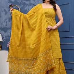 Cloth Bites Women Floral Printed Cotton Kurta with Sharara & Dupatta-51