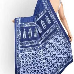JALTHER Ethnic Motifs Linen Blend Block Print Saree image 2