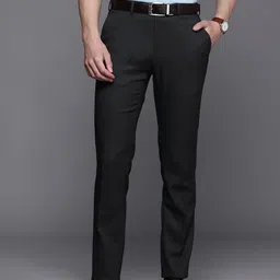 Raymond Men Self Design Textured Slim Fit Formal Trousers-image-92