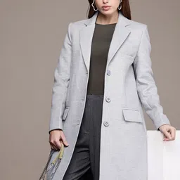 French Connection Notched Lapel Collar Longline Overcoat-image-67
