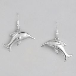 Sangria Silver-Plated Oxidised Quirky Drop Earrings-17