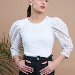 Style Quotient Women White With Full Sleeves Lace Top-70