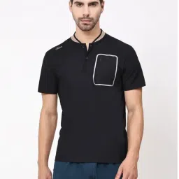Dida Black Polyster Regular Fit Colorblock T-Shirt-image-67