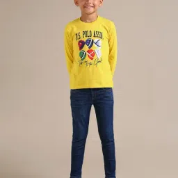 US Polo Kids Boys Yellow Cotton Graphic T-Shirt-image-84