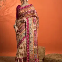 Saree Mall Cream Viscose Self Saree with Blouse Piece-image-46