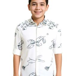 Charchit Boys Darkgreen Cotton Printed Regular Fit Shirt-picture-34