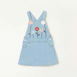 Juniors by Lifestyle Blue Cotton Embroidered Dungaree-image-5