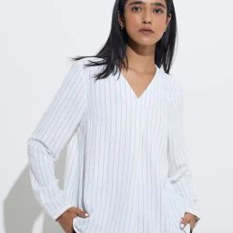 Wardrobe by Westside White Pinstripe Blouse-image-115