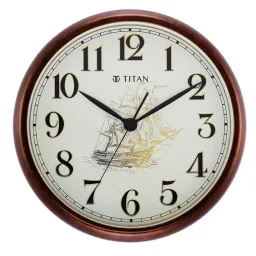 Titan Decorative Dark Brown Wood Finish Clock with Ship Design on Dial and Silent Sweep image 1
