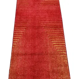 Bianca Red & Beige Microfibre Non-Slip Rug image 3
