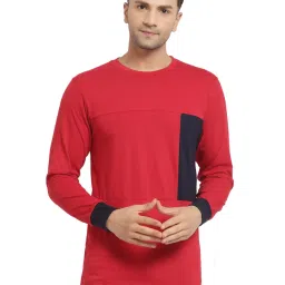 Kalt Red Regular Fit Colour Block SweatShirt image 1