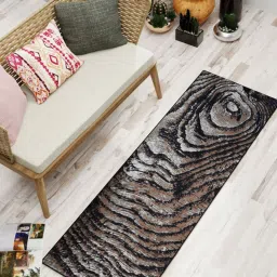 Bianca Grey & Brown Microfibre Non-Slip Rug image 1