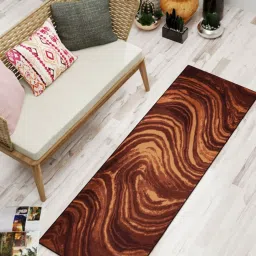 Bianca Brown & Khaki Microfibre Non-Slip Rug image 1