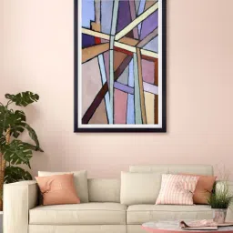 999store Purple & Brown Abstract Printed Canvas Painting-image-83