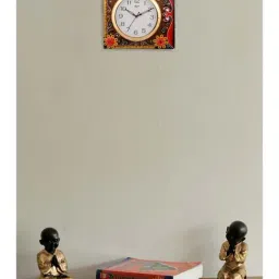 eCraftIndia Wooden Papier Mache Floral Embossed Handcrafted Wall Clock-11