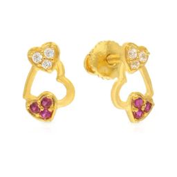 Malabar Gold and Diamonds 22k Gold Heart Earrings for Women-picture-12
