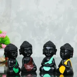 Handcrafted Set of 4 Meditating Buddha- For Home Decor| office Decor| Diwali Decor| Fengshui-image-76