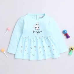 Bumzee Kids Light Blue Printed Full Sleeves Frock-image-77