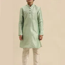 Sanwara Kids Green & White Solid Kurta Set-image-69