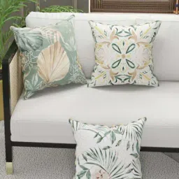 Bianca Suzane Beige & Sage Green Microfibre Cushion Cover - Set of 3-image-5