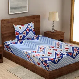 Klotthe Abstract Multicolor 210 TC Cotton Blend Single Bedsheet with 1 Pillow Cover-image-10