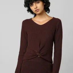 Only Dark Brown V Neck Pullover-44