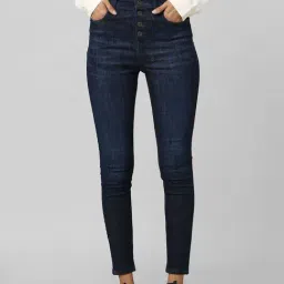 Only Blue Cotton Skinny Fit Mid Rise Jeans-image-75