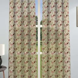 GM Indulgence Brown & Red Polyester 7 Ft. Single Door Sheer Curtain-30