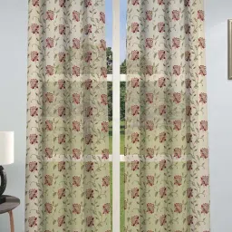 GM Indulgence Brown & Red Polyester 7 Ft. Single Door Sheer Curtain-35