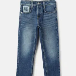 United Colors of Benetton Boys Blue Poly Cotton Solid Jeans-picture-0